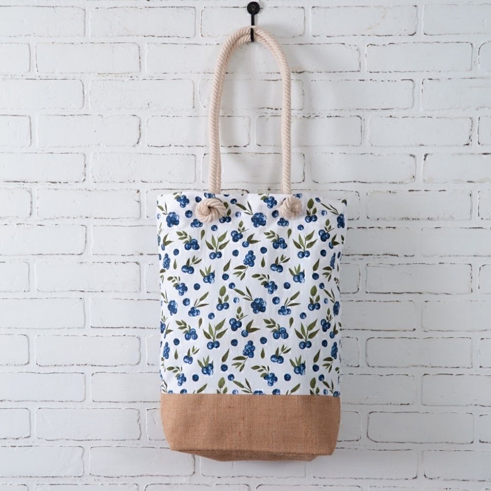 NEW! Summer Juicy Blueberries Market Bag Summer Shopping Beach Tote Shoulder